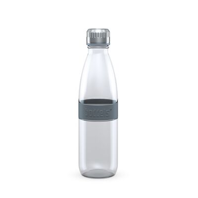Botella para beber DREE 650ml vidrio borosilicato gris claro, PP, acero inoxidable, silicona, neopreno