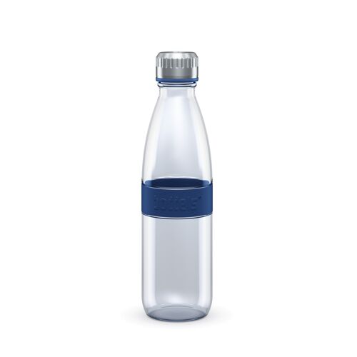 Trinkflasche DREE 650ml Nachtblau-Borosilikatglas, PP, Edelstahl, Silikon, Neoprene