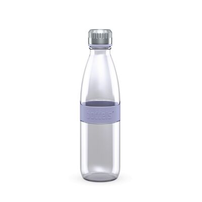 Botella para beber DREE 650ml vidrio borosilicato azul lavanda, PP, acero inoxidable, silicona, neopreno