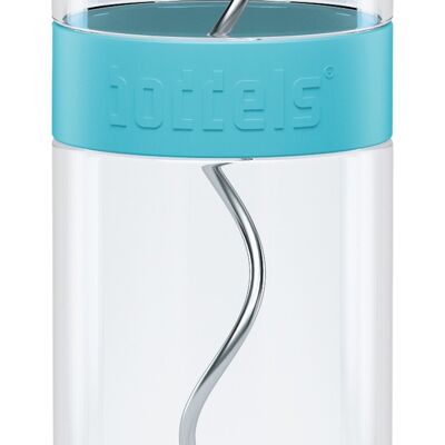 Carafe en verre SUND 1.100ml verre borosilicaté bleu turquoise, acier inoxydable, PP, silicone