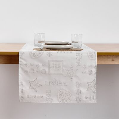 Runner da tavolo in jacquard con filo d'argento PSC4732A 45x140 cm