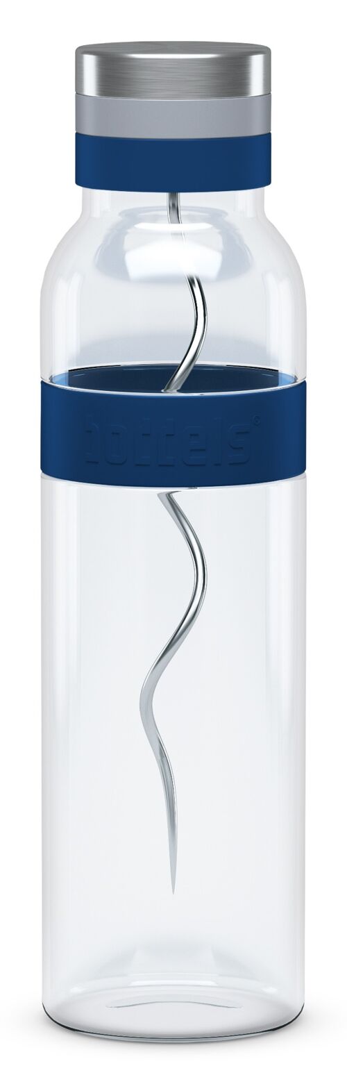 Glaskaraffe SUND 1.100ml Nachtblau-Borosilikatglas, Edelstahl, PP, Silikon