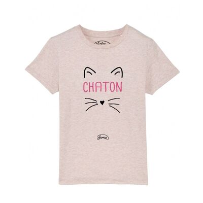 Tee-shirt Chaton rose chiné