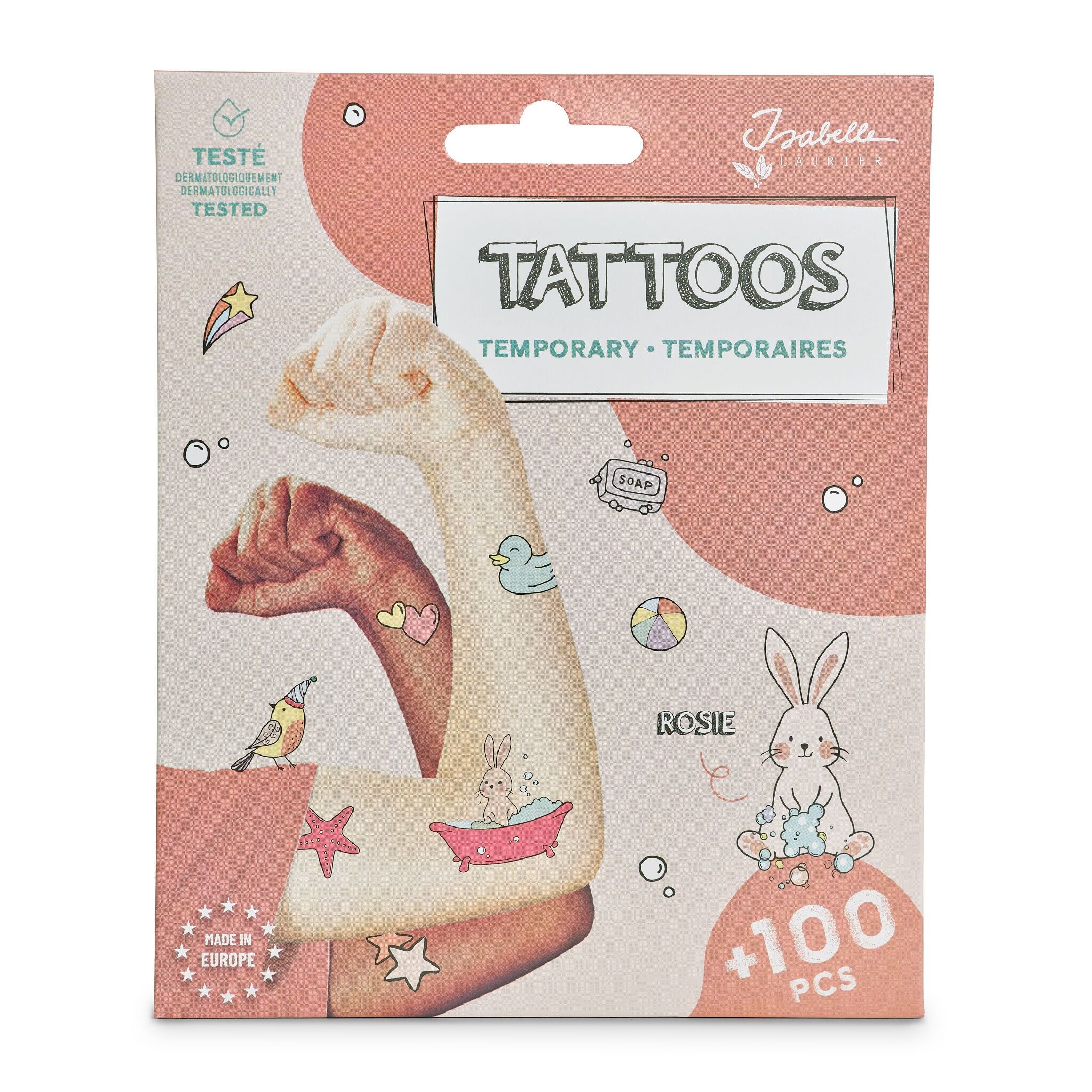 Temporary Tattoos - Rosie the Bunny - 4 Sheets with Over 100 Tattoos - 20102