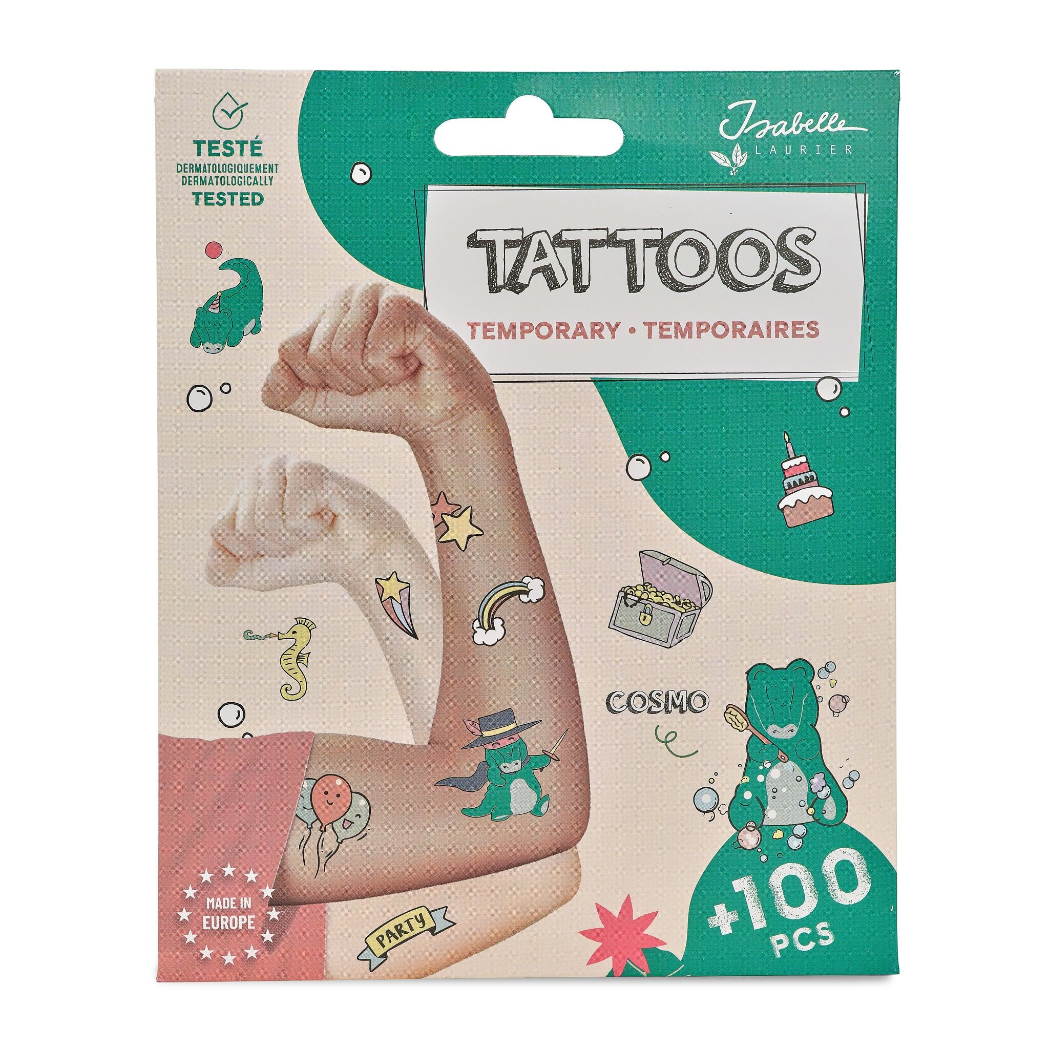 Temporary Tattoos - Cosmo the Crocodile - 4 Sheets with Over 100 Tattoos - 20103