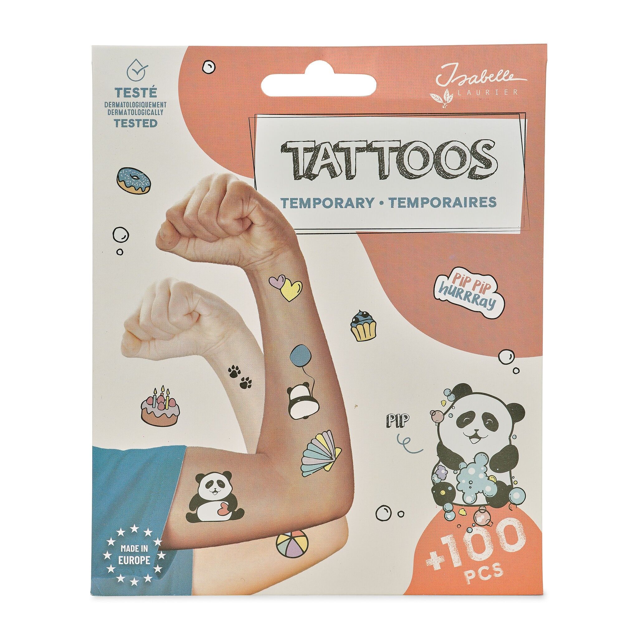 Temporary Tattoos - Pip the Panda - 4 Sheets with Over 100 Tattoos - 20105