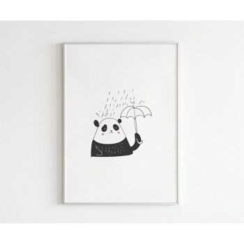 Affiche - Panda doublé pluie - A4 (29,7 x 21) 1