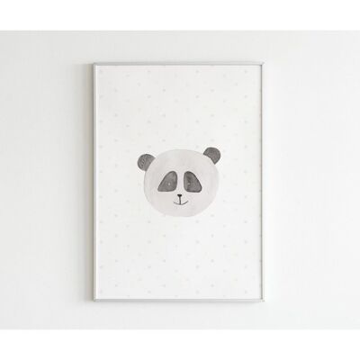 Póster - Panda acuarela - Cuadrado (20 x 20 cm)