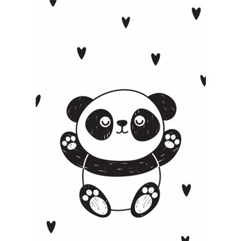 Affiche - Panda noir et blanc - Carré (20 x 20 cm) 2