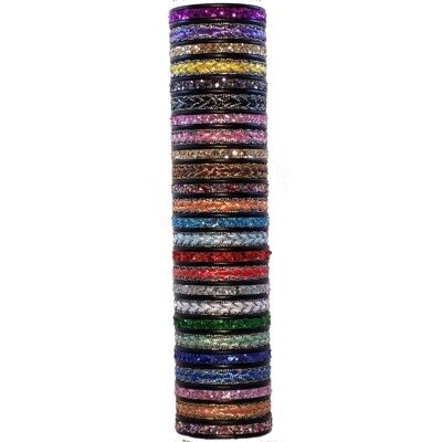 Pulseras fabricadas a mano en polipiel y glitter varios colores