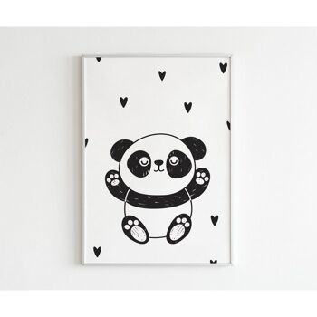 Affiche - Panda noir et blanc - A3 (29,7 x 42,0 cm) 1