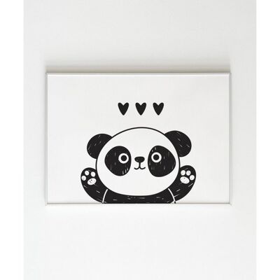 Póster - Panda blanco y negro2 - Cuadrado (20 x 20 cm)