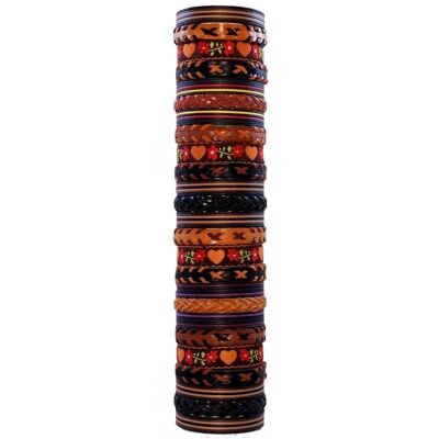 Bracelets faits main en similicuir et textile dans les tons noir et marron