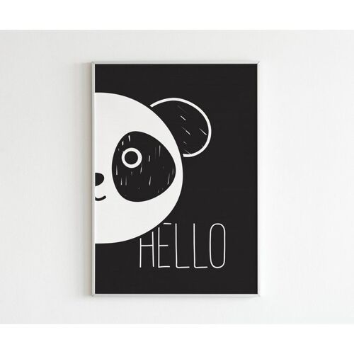 Poster -  Panda zwart wit3 - Vierkant (20 x 20 cm)