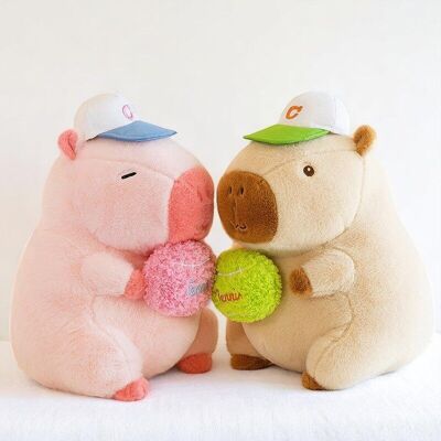 Peluche de carpincho con forma de pelota de tenis
