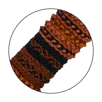 Bracelets tressés à la main en similicuir marron et noir avec tressage spécial