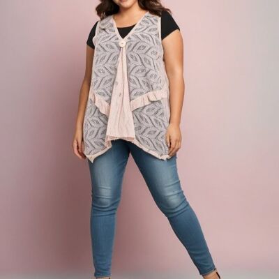 Plus size lace top + t-shirt set (A122&BEIGE)