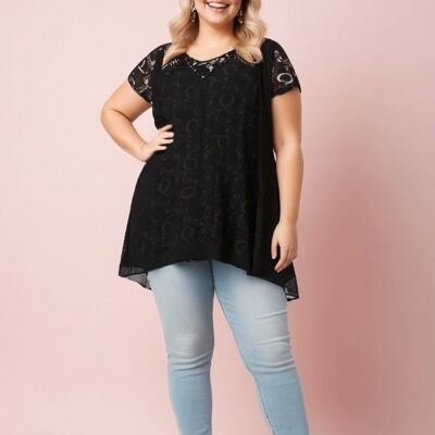 Plus size top + undershirt set (A209&BLACK)