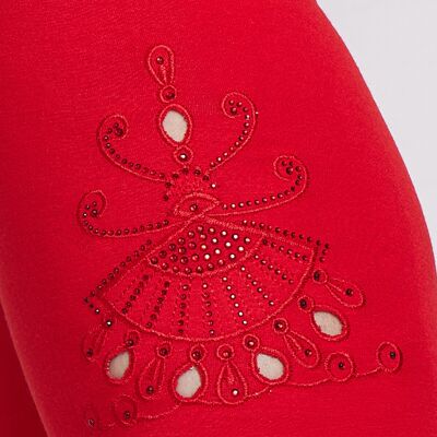 Leggings rossi traforati con motivo taglie forti (B219&RED)