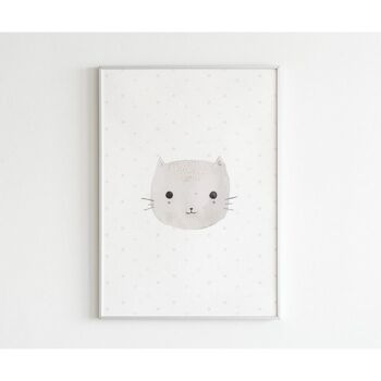 Affiche - Aquarelle chat - Carré (20 x 20 cm) 1