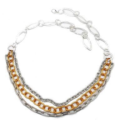 Cinturón Gloria Mago cadena plata naranja triple "Rock-color" Naranja mate ajustable largo 105