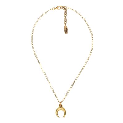 Tour de cou chaîne pendentif lune dorée 40cm