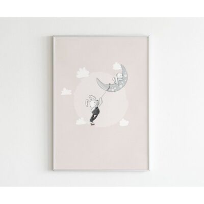 Rabbit Moon Poster - A2 (42.0 x 59.4 cm)