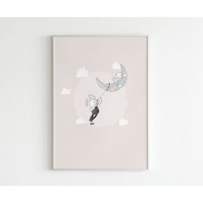 Affiche Lapin Lune - A2 (42,0 x 59,4 cm)
