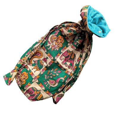 La borsa regalo riutilizzabile perfetta, borsa in cotone Kalamkari fatta a mano, borsa regalo per bottiglie