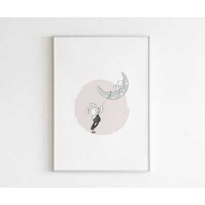 Poster Rabbit-moon2 - Quadrat (20 x 20 cm)