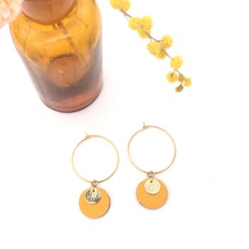 Boucles d'oreilles Lisa - cuir couleur curry