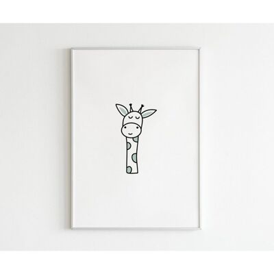 Affiche ligné - Girafe - Carré (20 x 20 cm)