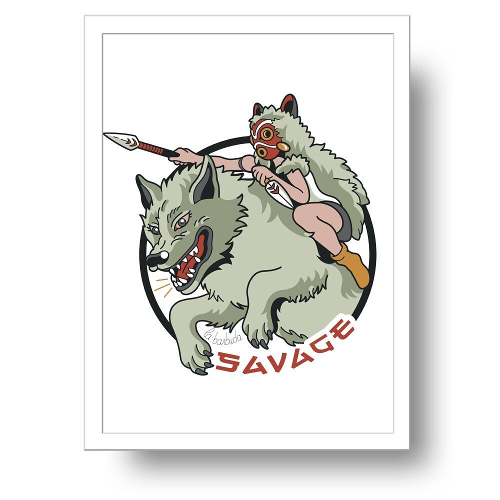 Stampa artistica del lupo selvaggio Mononoke