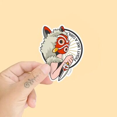 Autocollant en vinyle découpé Mononoke Fan Art Fight like a Girl
