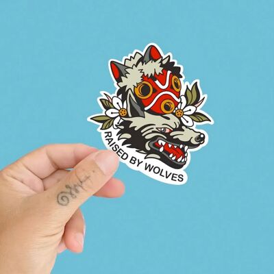 Autocollant en vinyle découpé Mononoke Fan Art RAised by Wolves