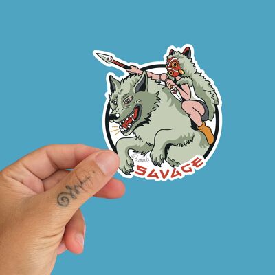 Autocollant en vinyle découpé Mononoke Fan Art Savage Wolf