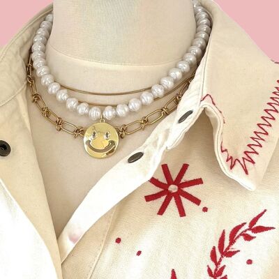 Collana di grandi perle finte smiley