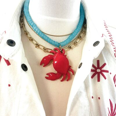 Collier crabe en émail