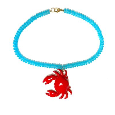 Necklace enamel crab