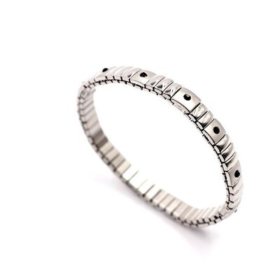 Pulsera flexible de plata con piedras negras