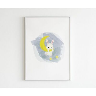 Poster Watercolor Bunny - A4 (29.7 x 21)