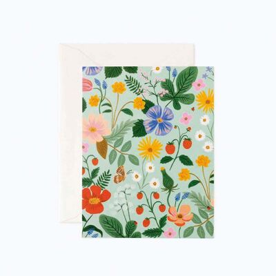 Tarjeta Postal Flores Strawberry Fields Mint - Rifle Paper