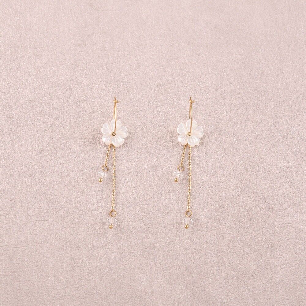 Mini-Creolen – Perlenblume, hängende Ketten und Kristalle