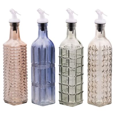 500ml Glass Oil Bottle, Drip-Saving Cap, 4 Imperial Tones