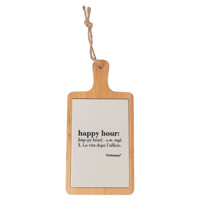 Bamboo Wood and Ceramic Cutting Board, with Writing, 15x29.5 cm, Victionary