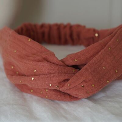 Lina Rose Marsala headband with gold polka dots