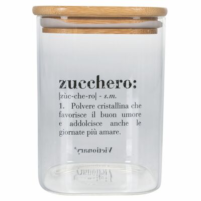 1L Glass Sugar Jar, Bamboo Lid, Victionary