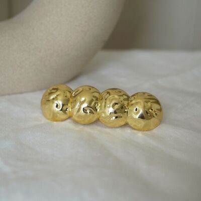 Elina Gold Hammered Round Barrette