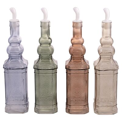 800ml Glass Oil Bottle, Drip-Saving Cap, 4 Imperial Tones