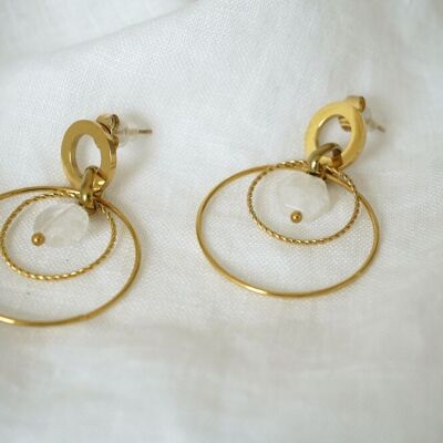 Boucles d'oreilles Liya Créoles Dorées et Perle Nacrée